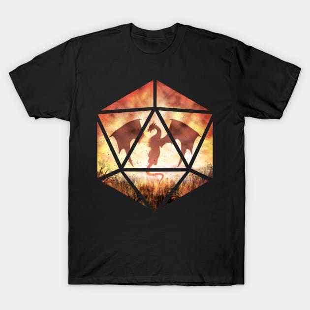 Fire Dragon D20 T-Shirt by MaratusFunk